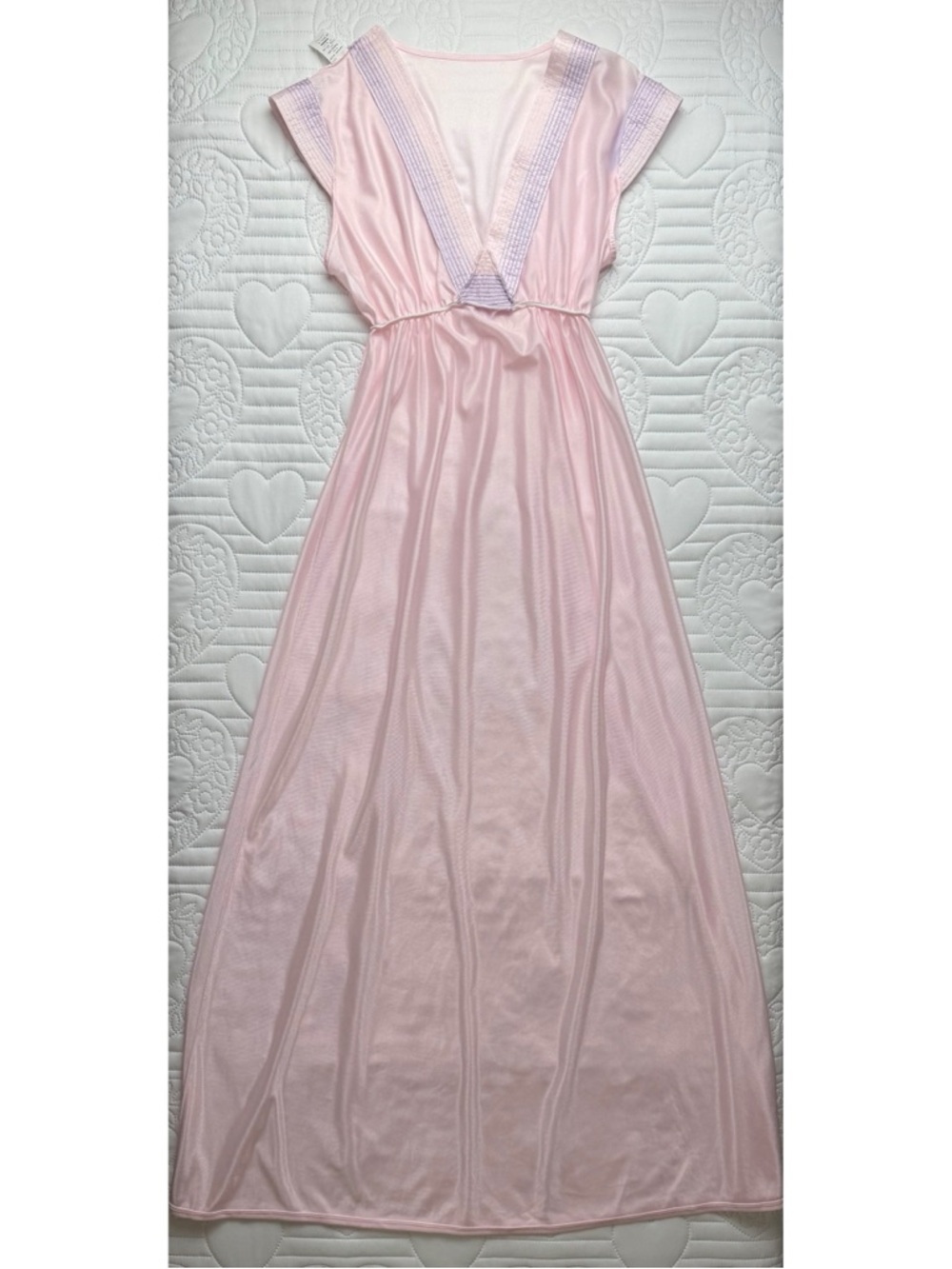 Vintage Pastel Pink Purple Maxi Nightgown Small Medium - Picture 8 of 16
